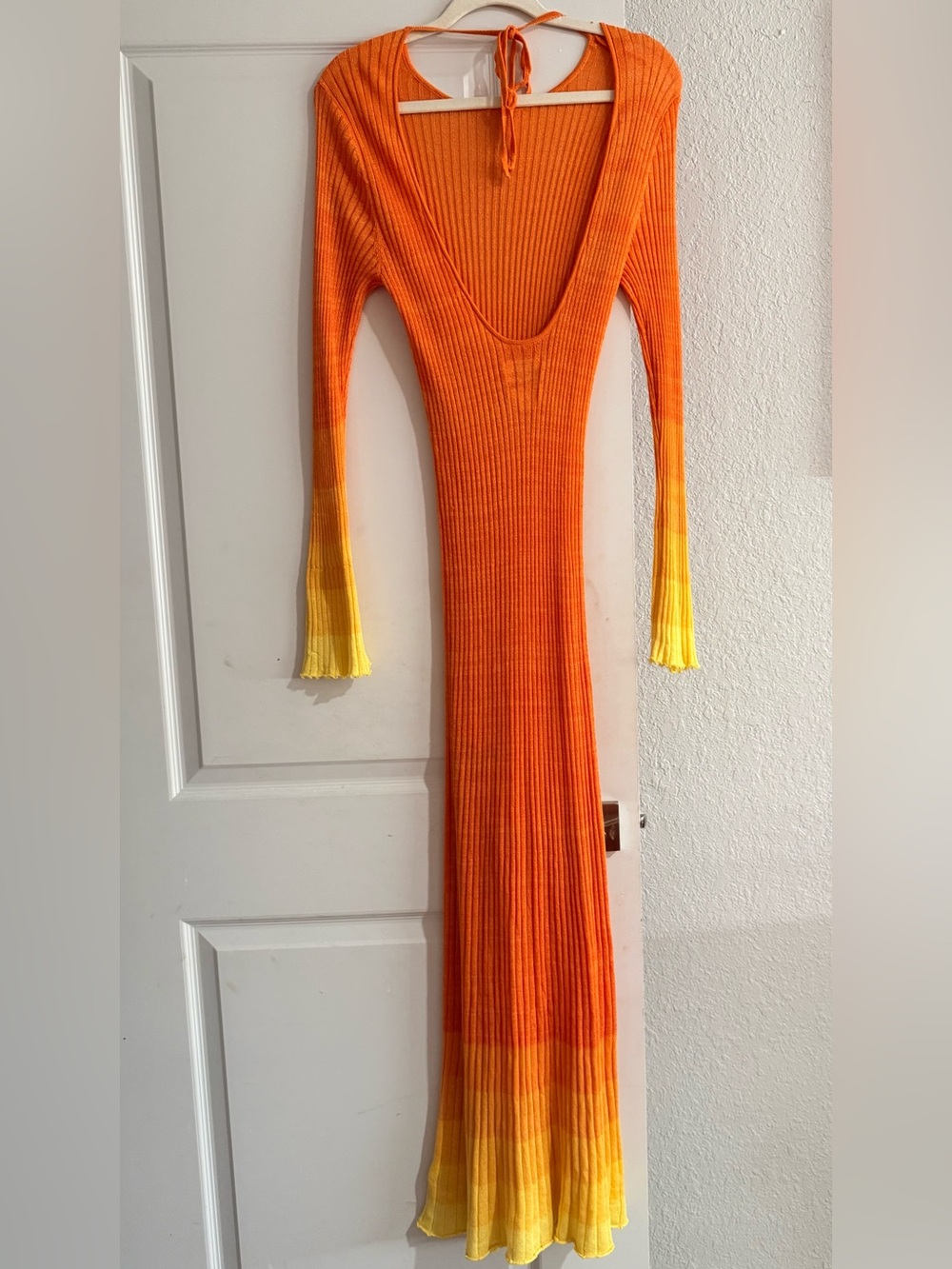 Sunset Ombre Knit Maxi Dress in Orange - Picture 6 of 7